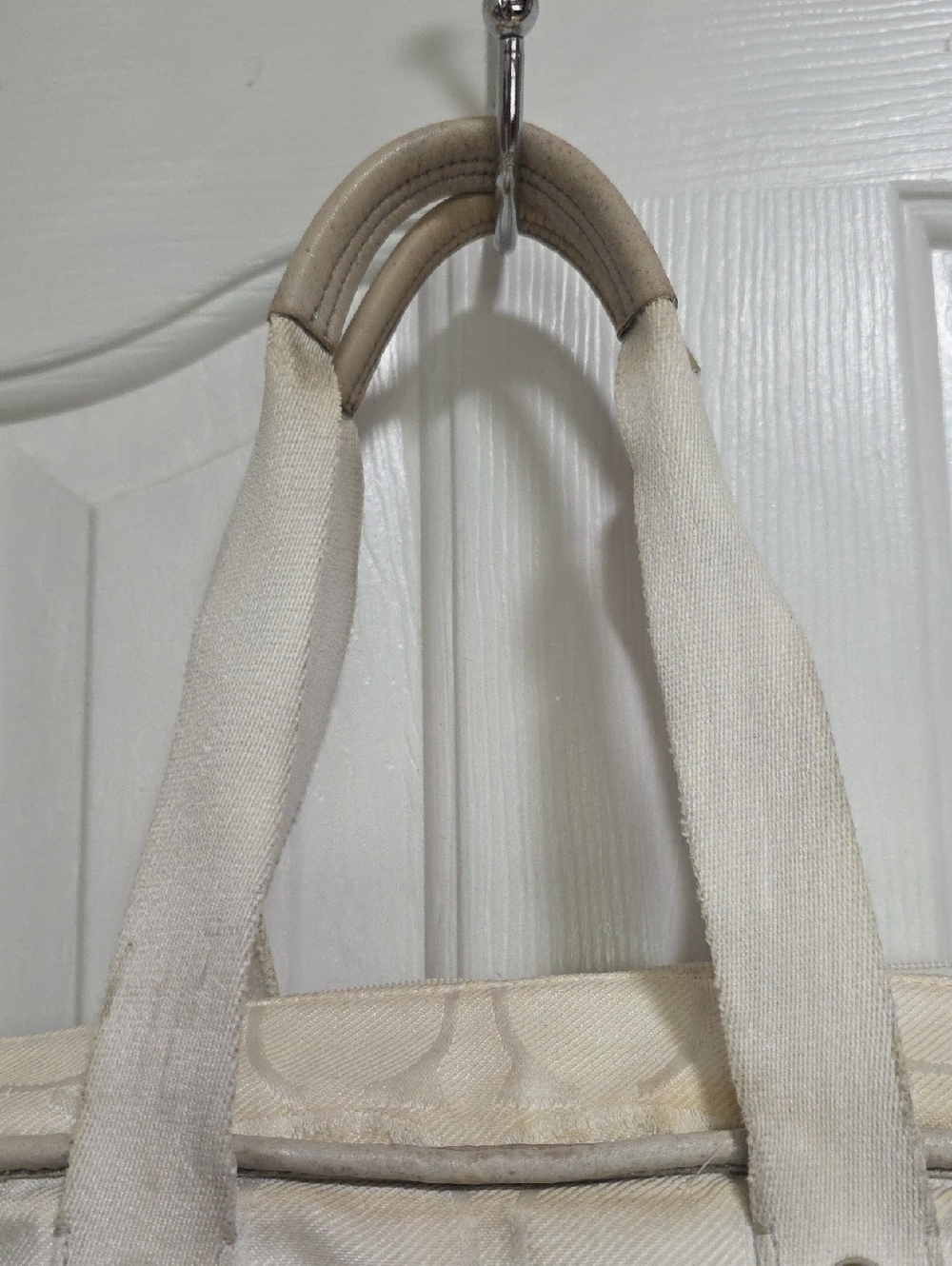 Coach Cream Tote Bag with Subtle Pattern - Women's Carryall - Picture 3 of 14